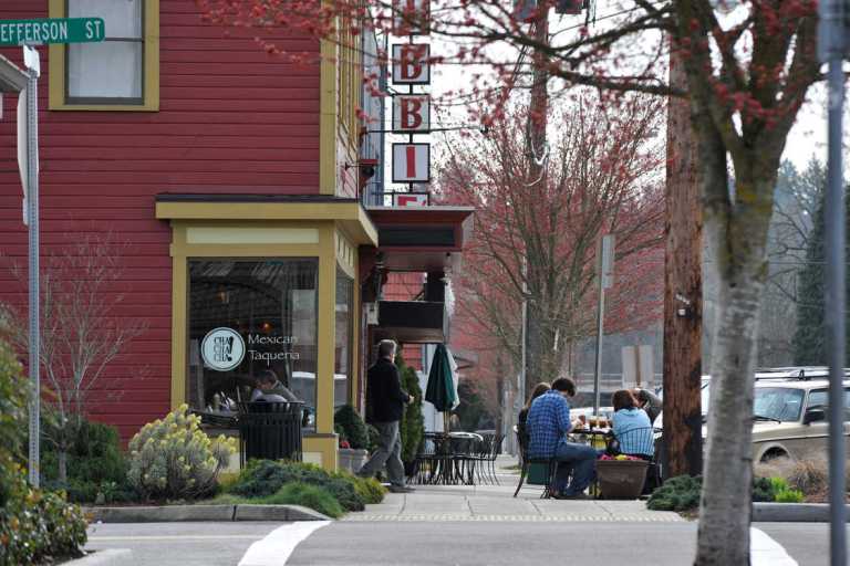 Metro photos from downtown Milwaukie March 13, 2014. Diners on the sidewalk outside Cha Cha Cha and Heather Wakem and her grandmother Alice. © 2014 Fred Joe / www.fredjoephoto.com
