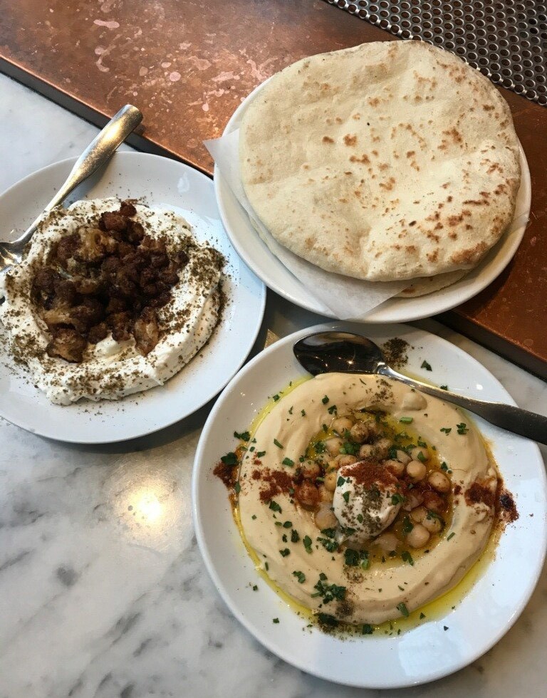 hummus labneh pita at Shalom Y'all in Portland Oregon