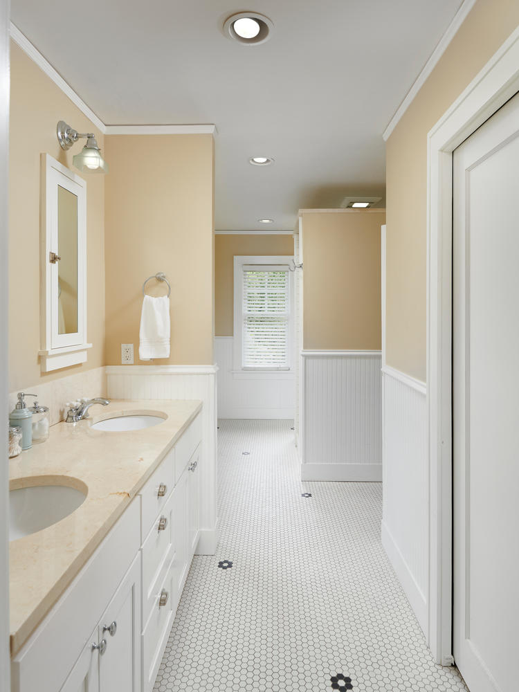 Master bathroom tile floor double vanity home for sale Portland Oregon