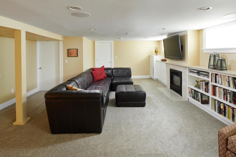 Basement den with gas fireplace home for sale Portland Oregon
