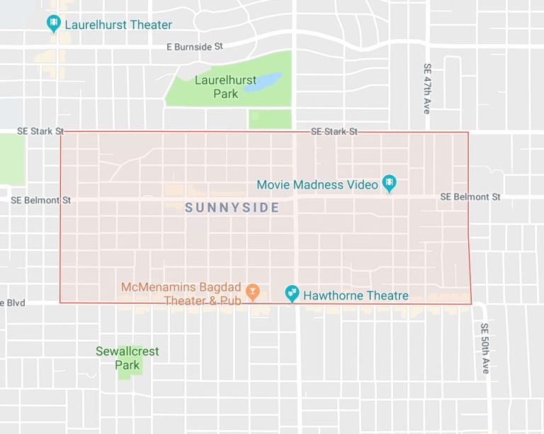 Map of Sunnyside Portland Oregon