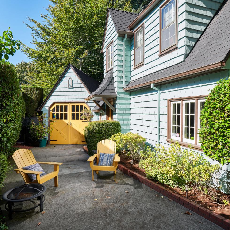 Driveway with Garage English Cottage in Portland Oregon