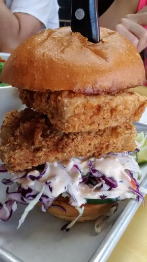 fried tofu sandwich at Basilisk Portland