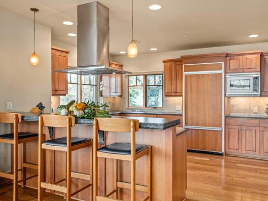 Kitchen interior wood finishes