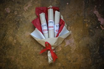 Salami bouquet from Olympia Provisions in Portland Oregon