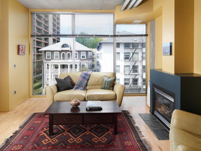 Interior Mosaic condo for sale downtown PDX floor to ceiling windows