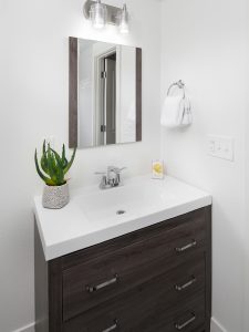 Lower level bathroom Midcentury remodeled home SE Portland