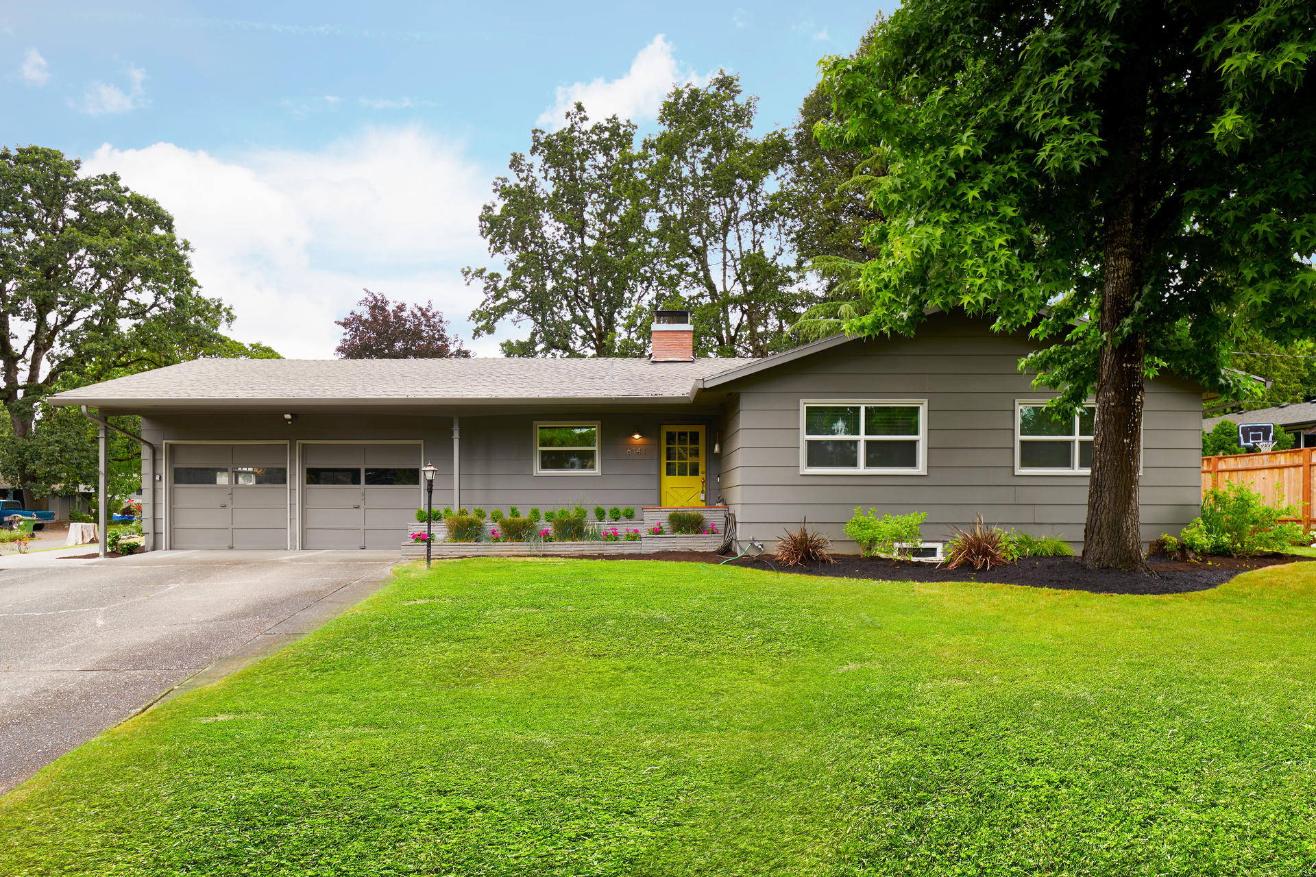 House exterior Westlake Lake Oswego Portland green grad front yard house for sale