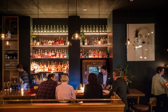 Interior bar of Bistro Agnes in Portland