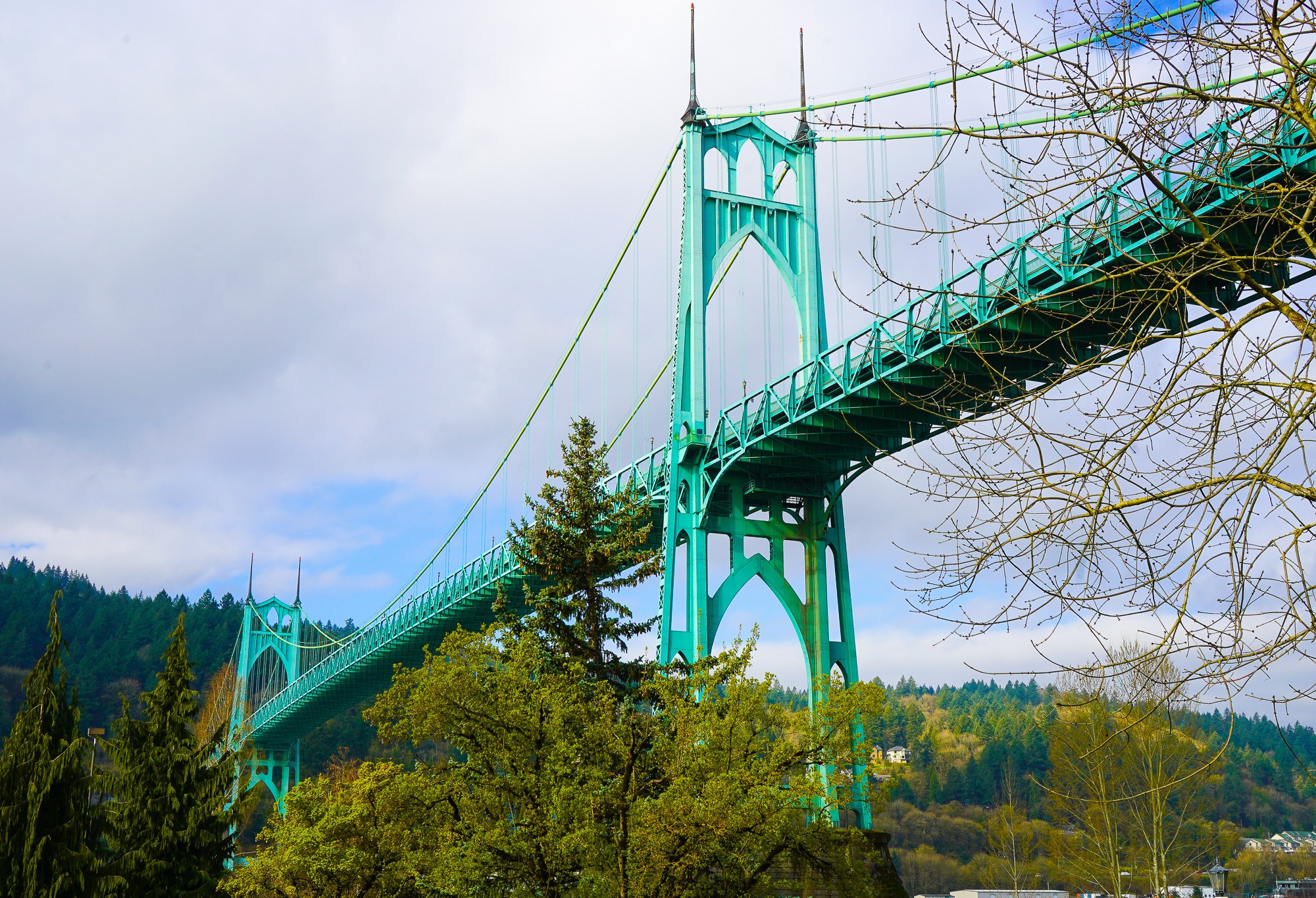 St. Johns Bridge as viewed from the east side of Portland