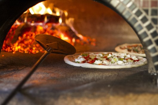 Pizza in the wood-fired oven from Otto's Pizzeria in Portland