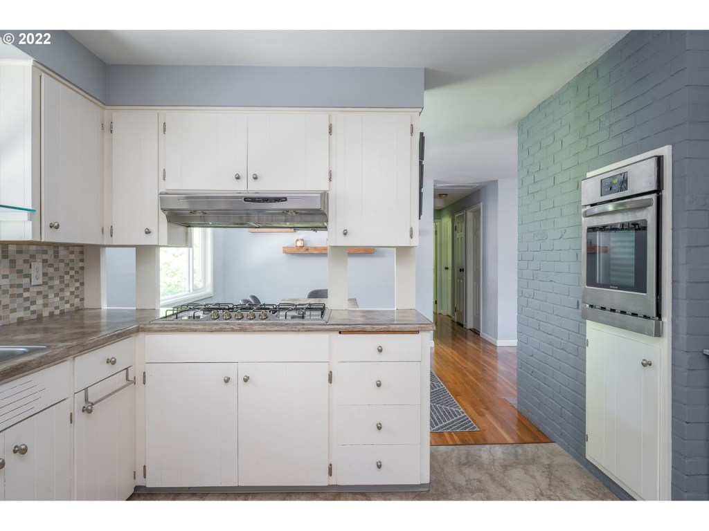kitchen with white cabinets